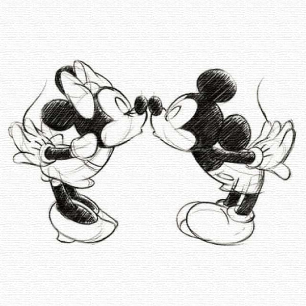 ミッキー&ミニーのアートパネル Disney アート Mサイズ 30×30cm dsn