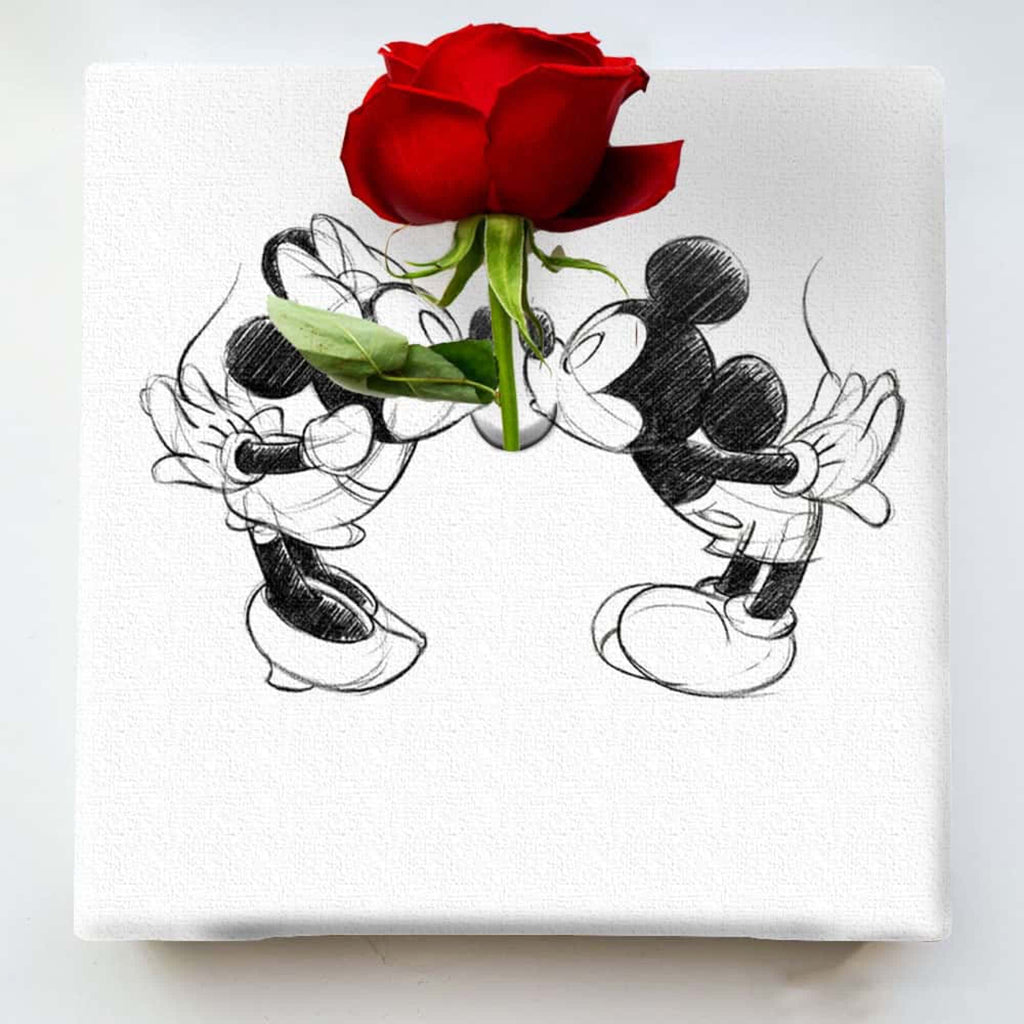 ミッキー＆ミニーのアートパネル 一輪挿し Disney アート 20×20×2.7cm